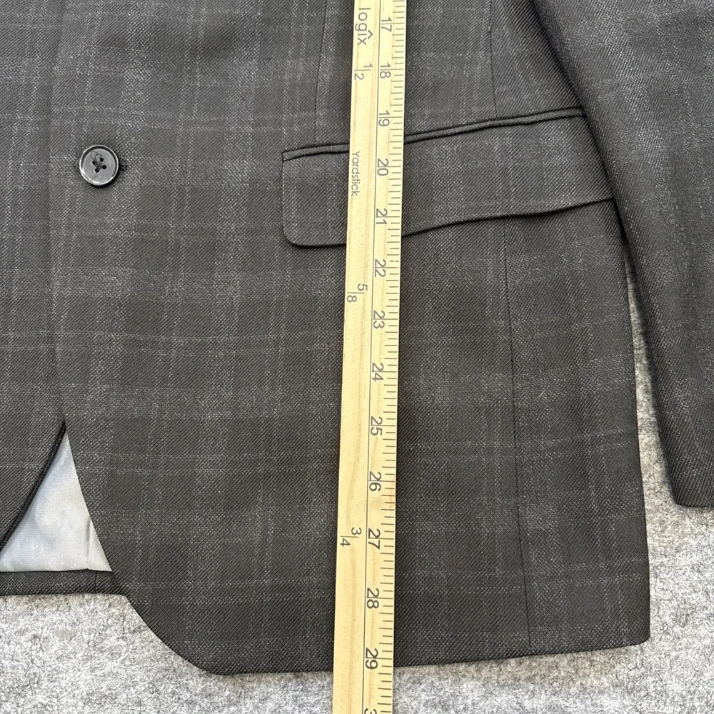The Savile Row Co London Aberdeen‎ sport coat men's 40R gray plaid elbow patches